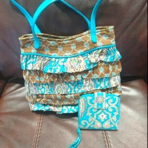 Vera Bradley handbag with matching wallet.